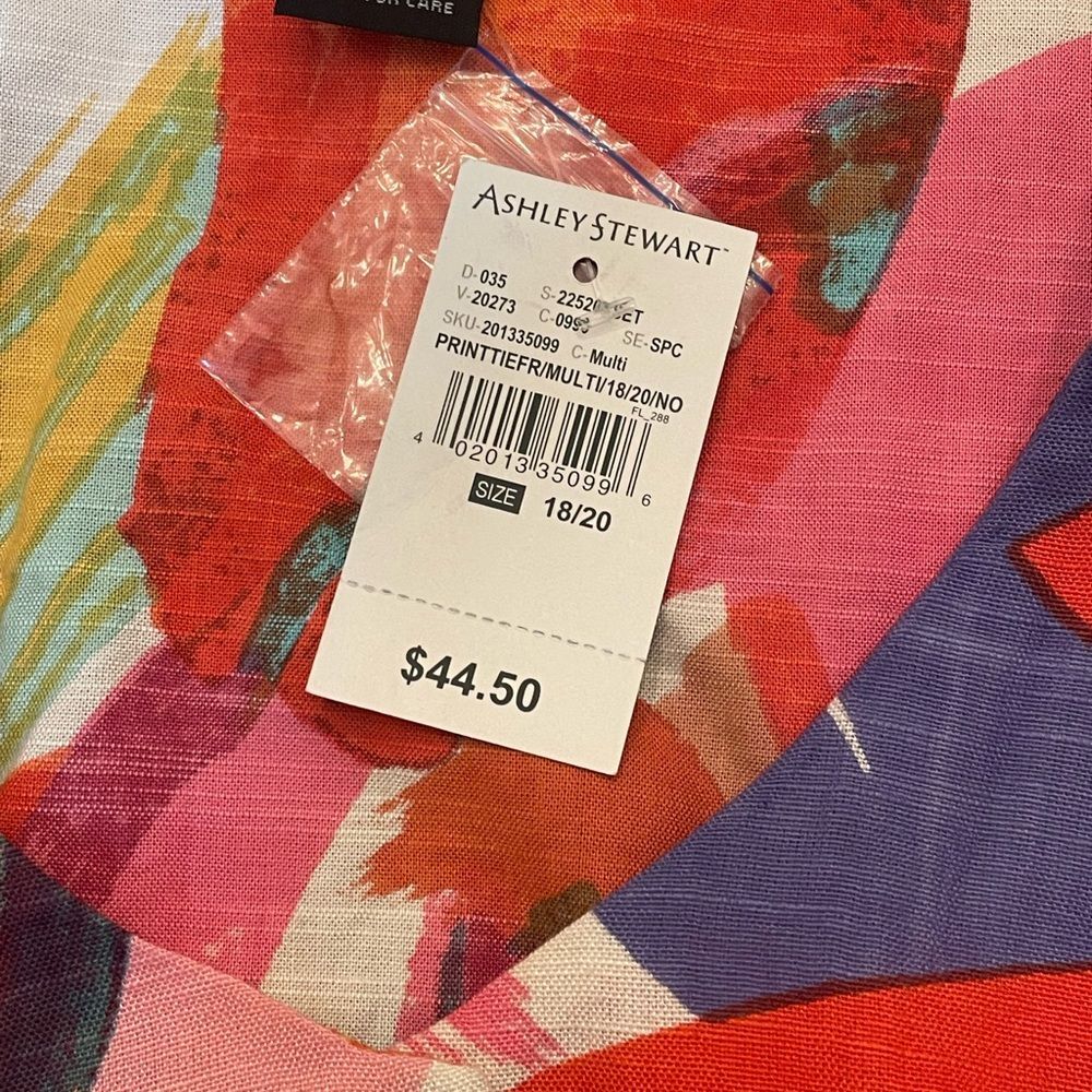 New! Ashley Stewart Colorful Abstract Button Blouse -18/20 - Picture 3 of 7